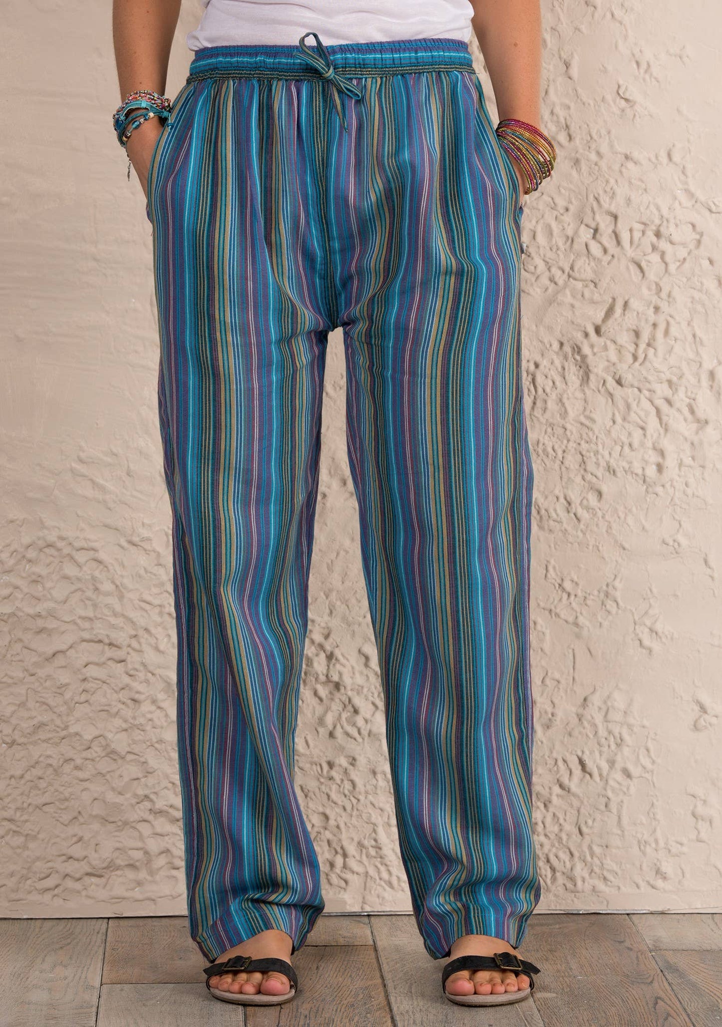 Unisex Cotton Stripe Trousers: Medium (M)