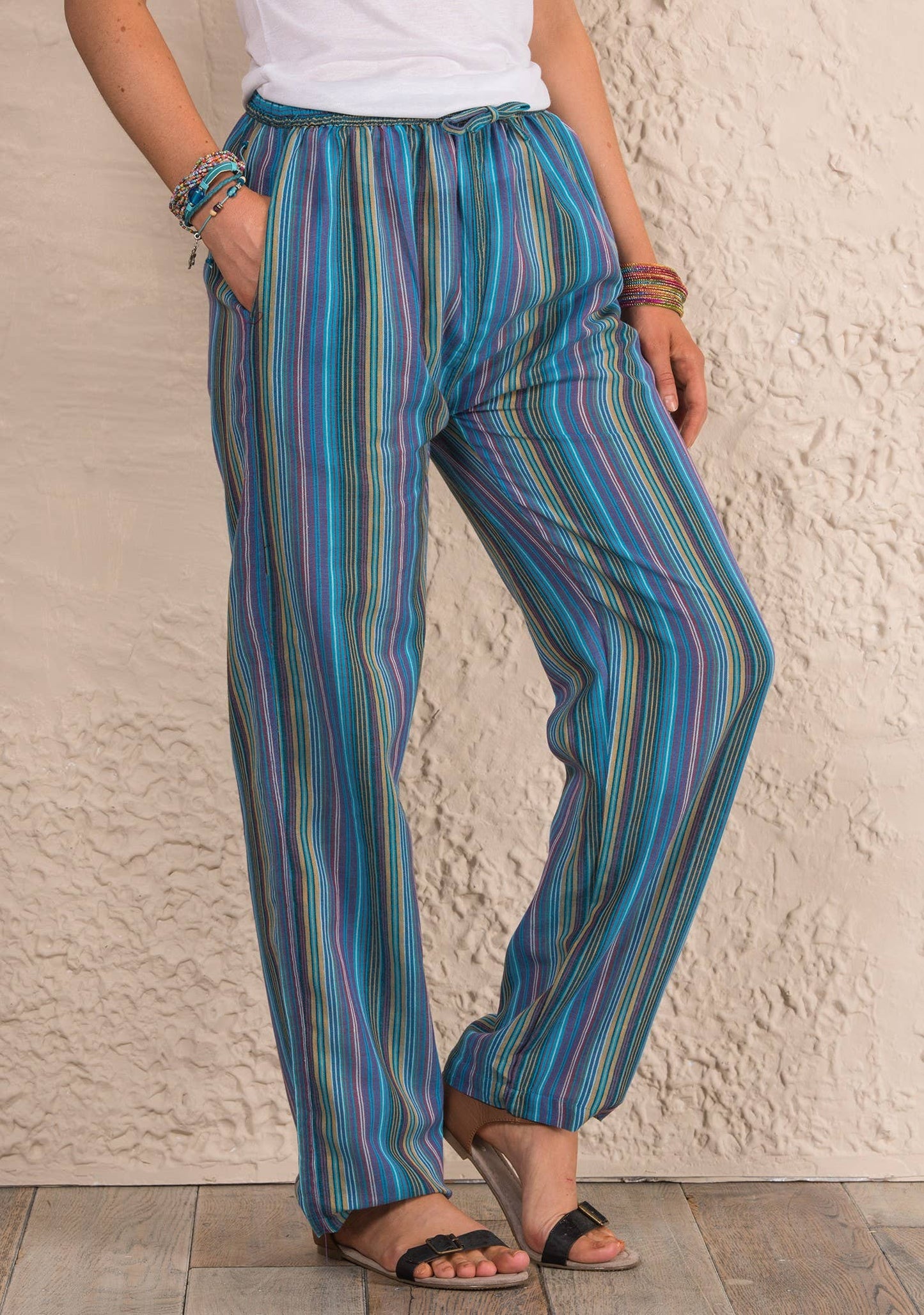 Unisex Cotton Stripe Trousers: Medium (M)
