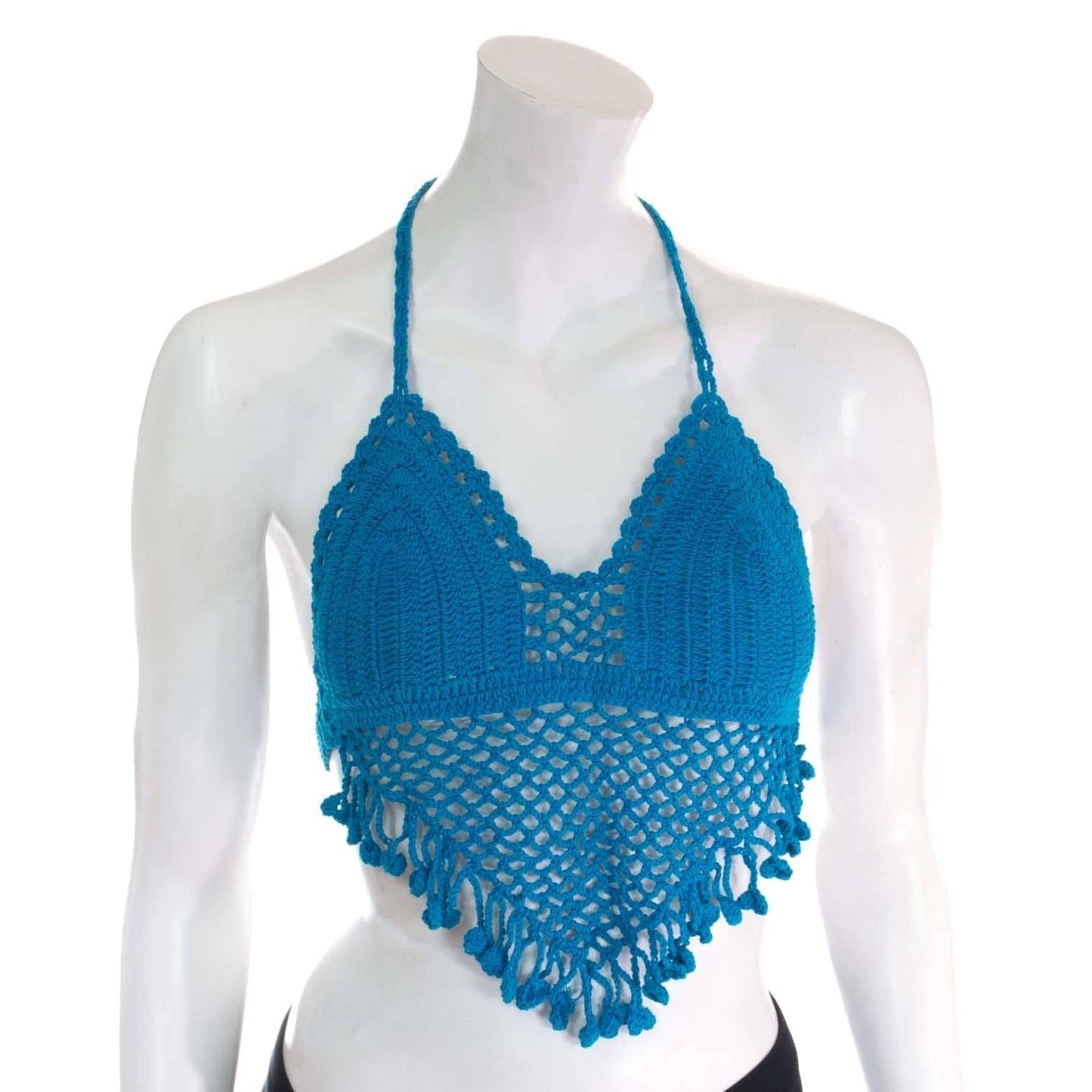 Tassel Crochet Bralette Top: Turquoise