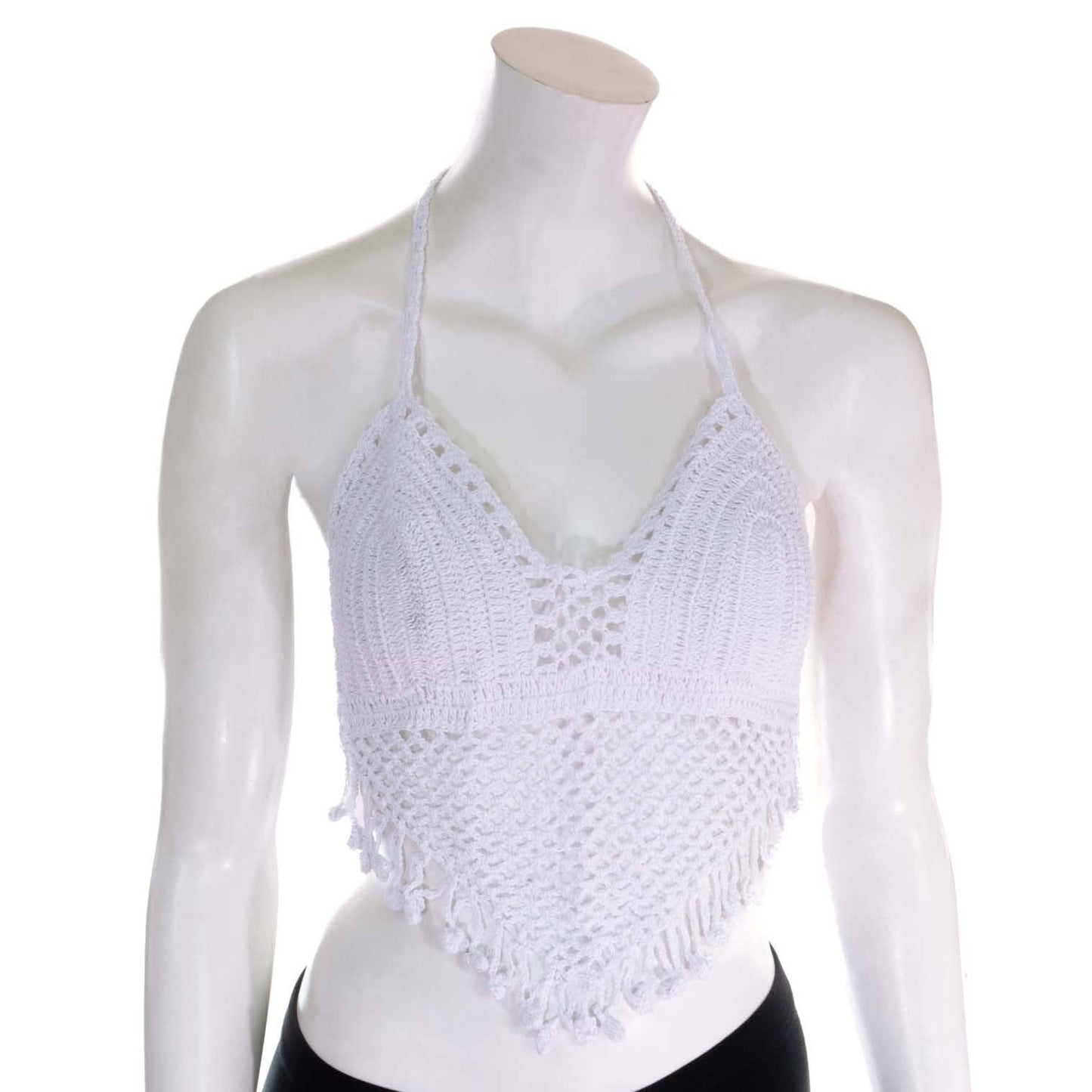 Tassel Crochet Bralette Top: White