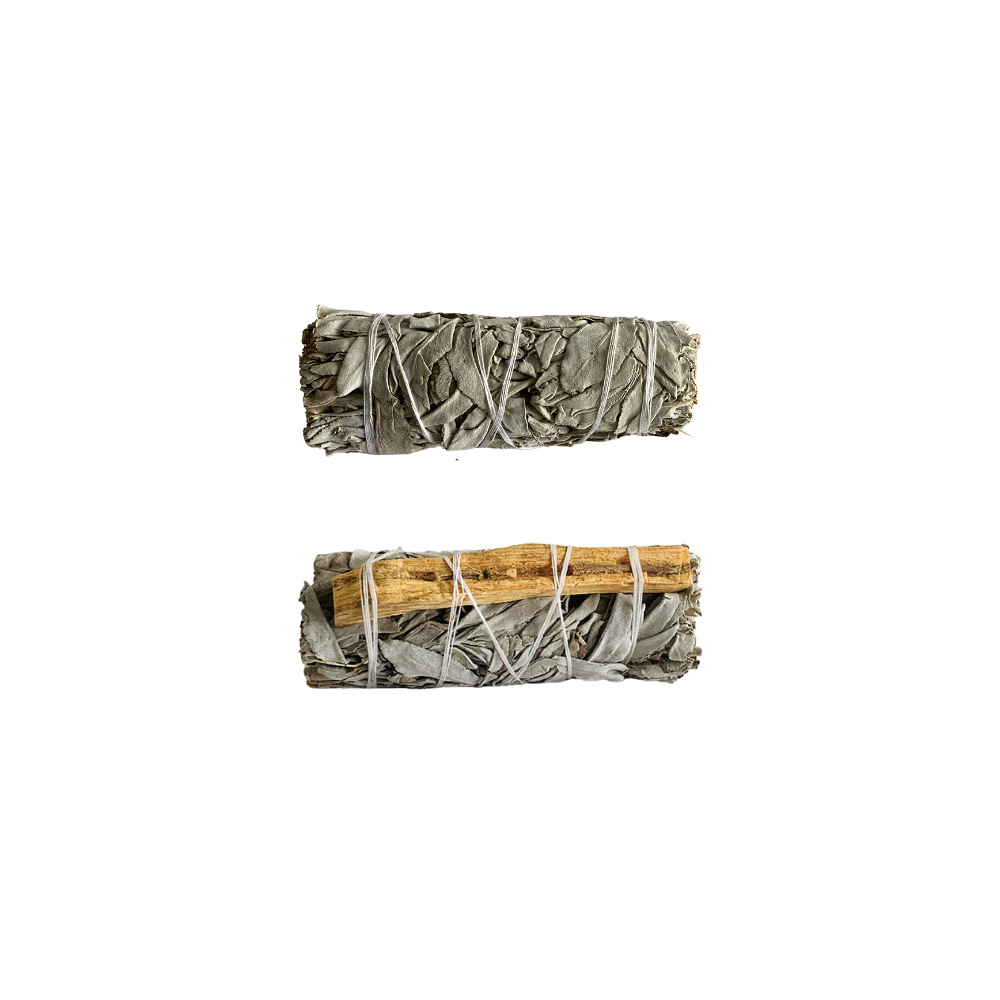 Sage Smudge Sticks Packs: 2x White Sage 2x White Sage and Palo Santo 2x White Sage and Chakra Petals 4"