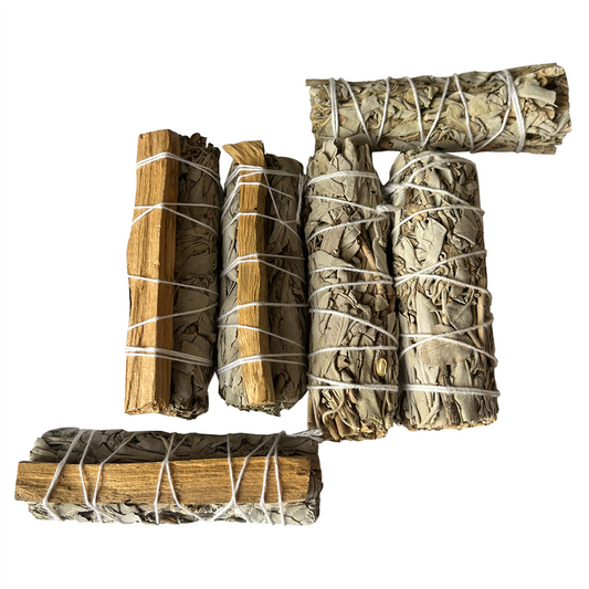 Sage Smudge Sticks Packs: 3x White Sage 3x White Sage and Palo Santo 4"