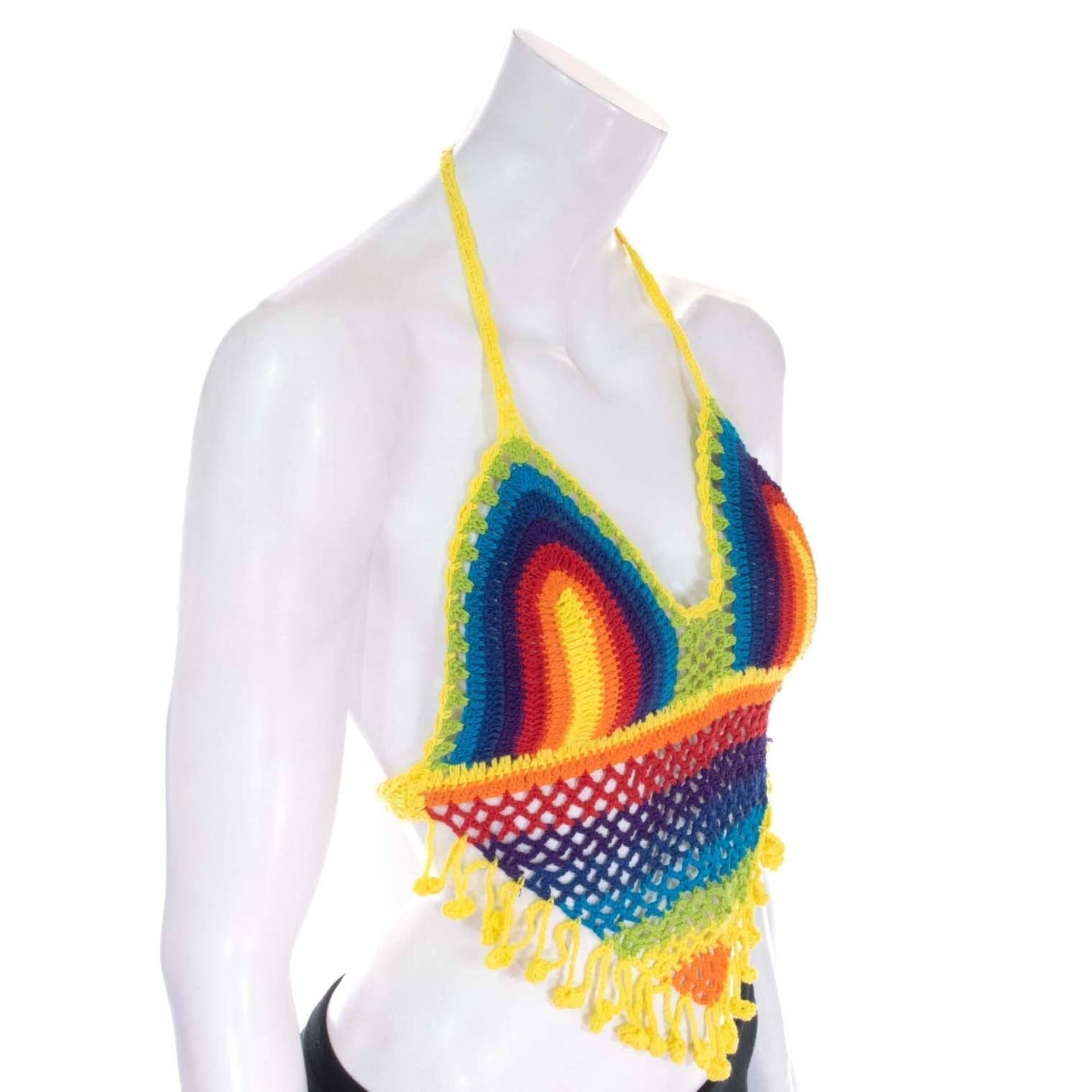 Tassel Crochet Bralette Top: White