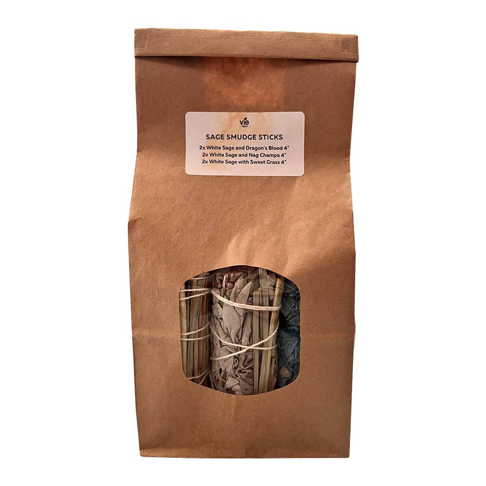 Sage Smudge Sticks Packs: 2x White Sage 2x White Sage and Palo Santo 2x White Sage and Chakra Petals 4"